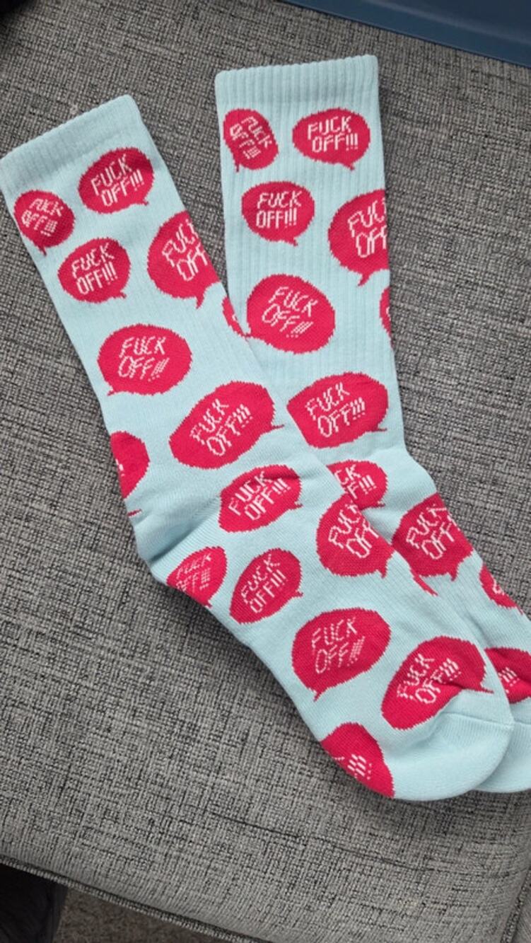 Funny Speech Bubble Crew Socks Blue Red Novelty Statement Socks Unisex